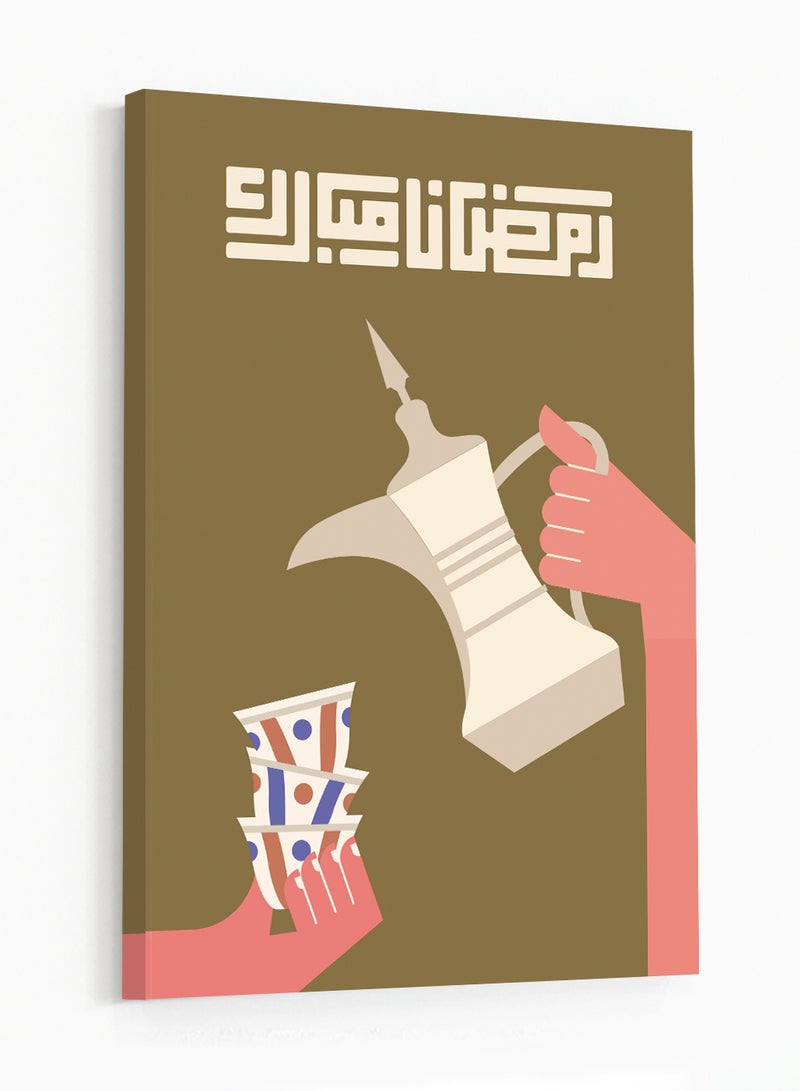 LOWHA Canvas Wall Art Stretched Over Wooden Frame with Ramadan Mubarak Design - Image 4